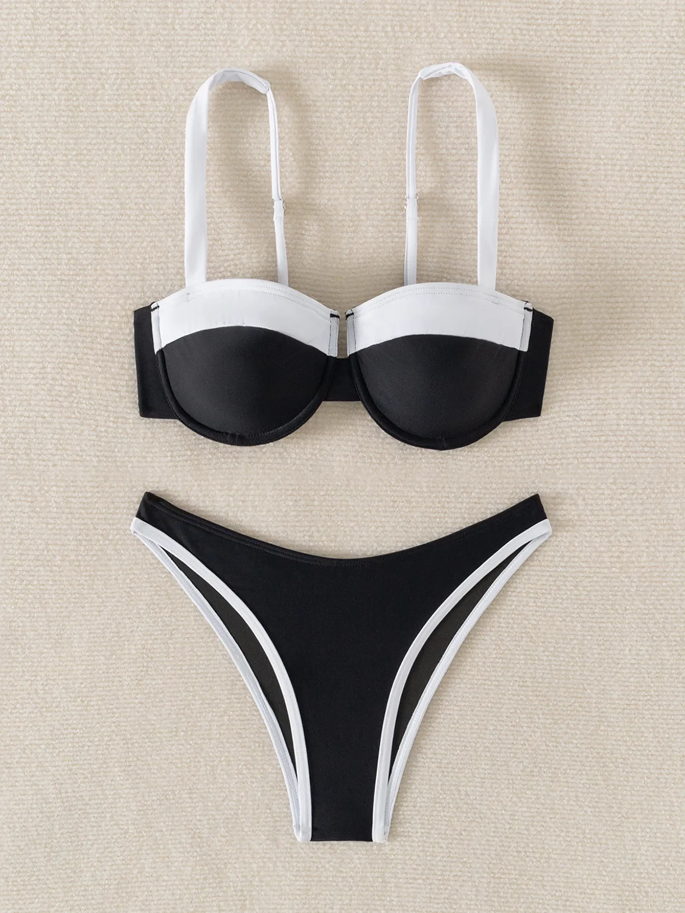 

2025 Women's 2-piece Swimsuit Sexy Underwire Push Up Bikini Set Suspender Backless Beach Vacation Bathing Suit Summer Swimwear