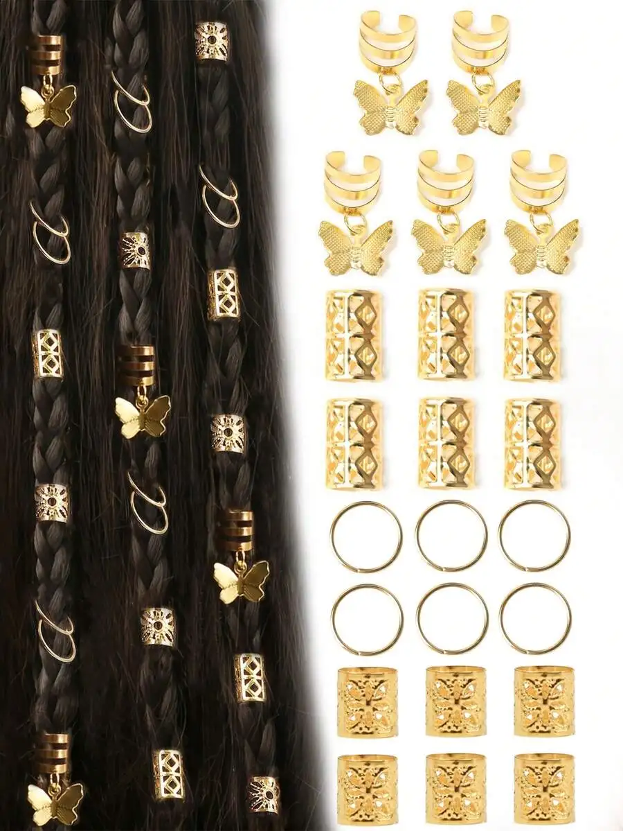 35 piezas de accesorios para el cabello surtidos para rastas, trenzas, anillos ajustables para el cabello, clips
