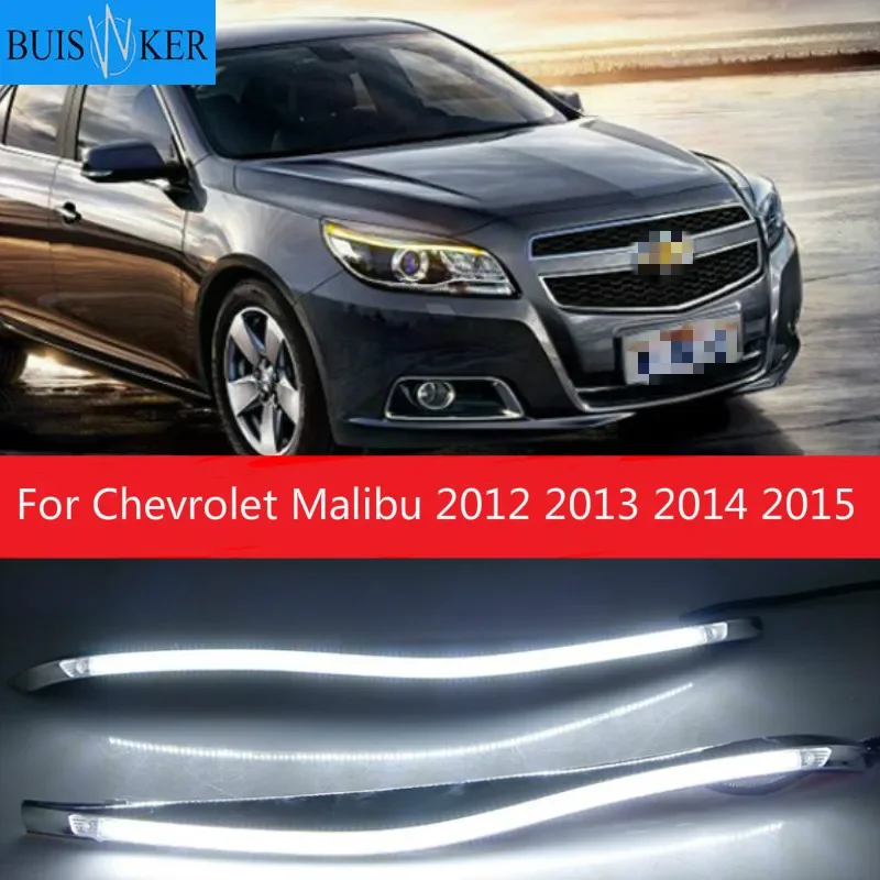 

1Set Car Headlight LED Eyebrow Daytime Running Light DRL With Yellow Turn Signal Light For Chevrolet Malibu 2012 2013 2014 2015