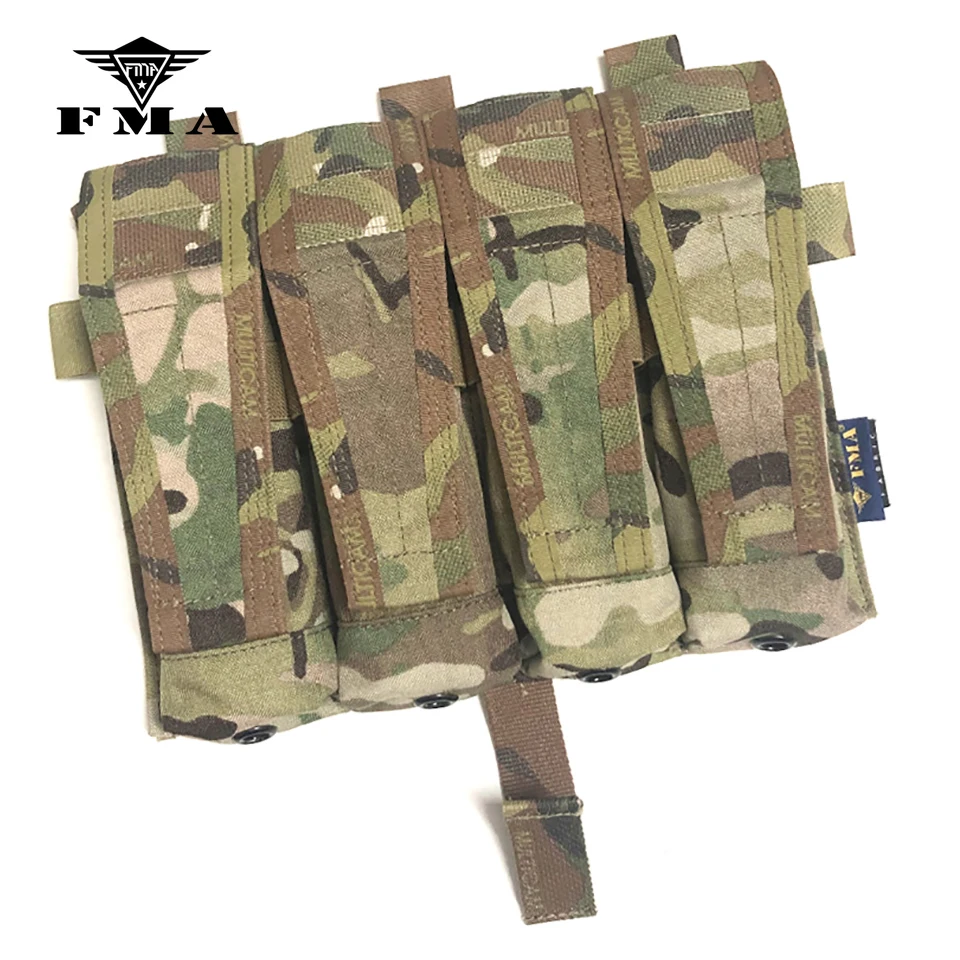 FMA Multicam New MP7 Quadruple Magazine Pouch Molle 500D MC for Tactical Vest AVS JPC2.0 Vest Front Panel