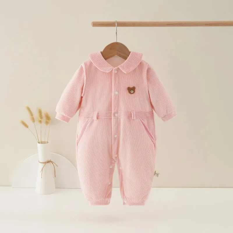 ZOETOPKID 2026 Autumn New Baby Jumpsuit Anti Stripe Thickened Warm Winter Baby Cotton Clothes High-quality Children's Jumpsuit