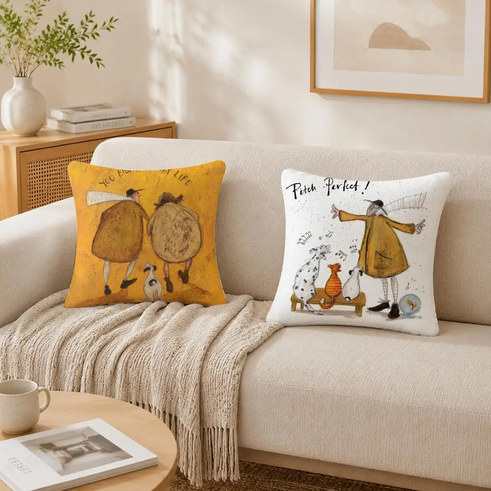Cartoon S-Sam T-Toft Cushion Cover Plush Decorative Pillow Case With Hidden Zipper Fashion Room Decor For Home