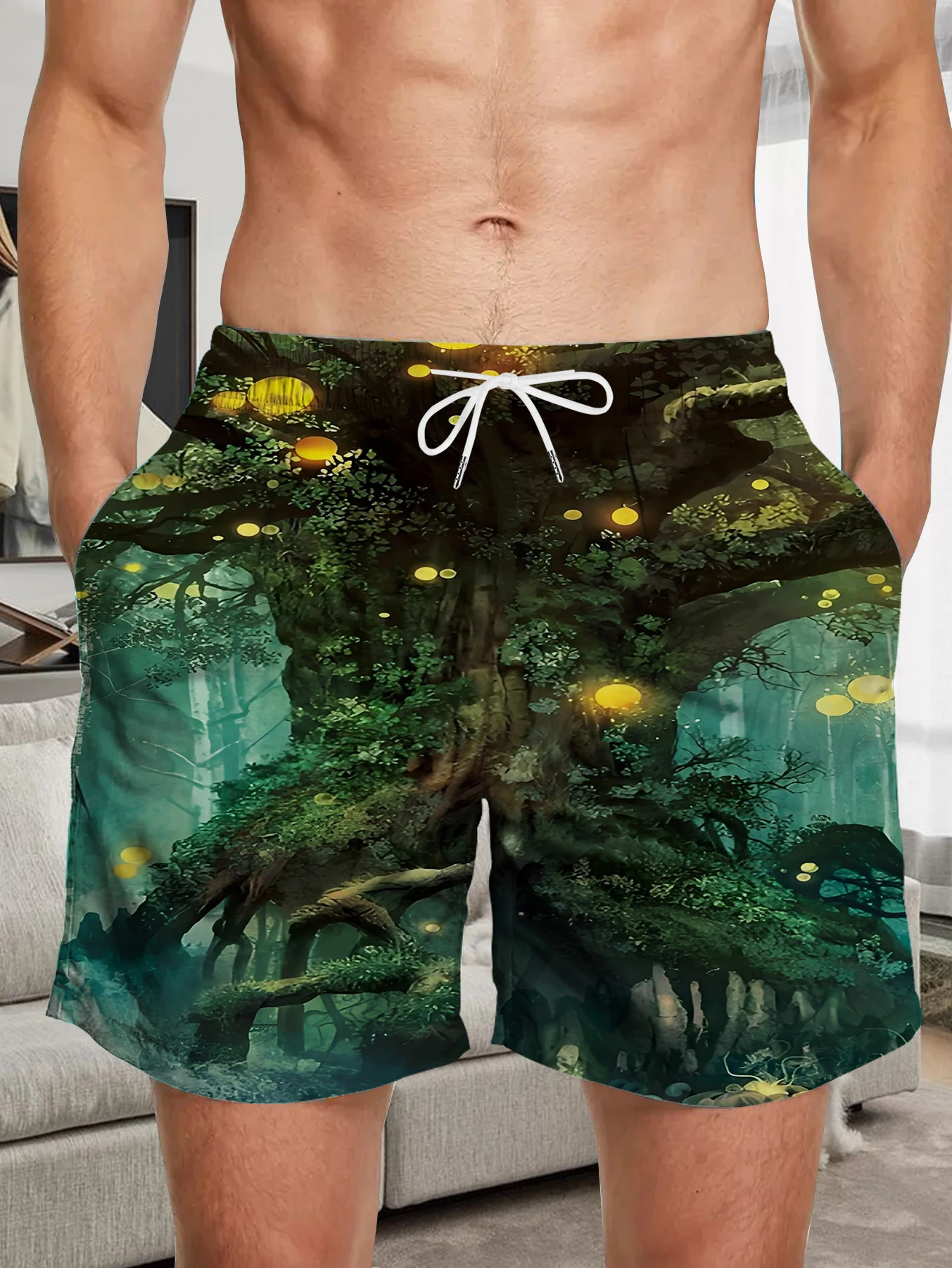 

Mens Water Sports Shorts Full Digital Print Quick Dry Polyester Anti-sand Pants