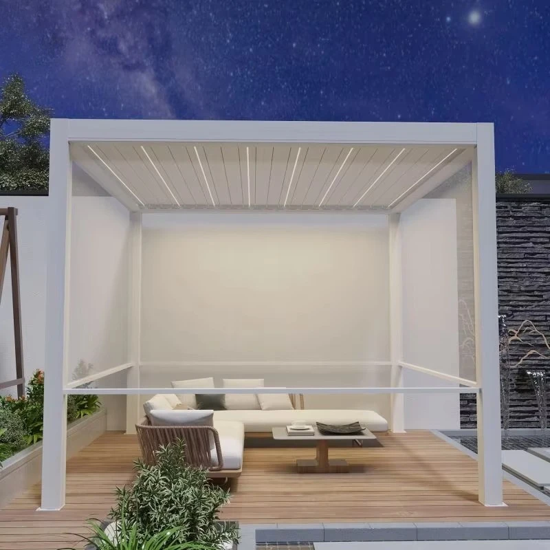 Any Size Custom Modern Bioclimatic Adjustable Aluminum Louver Pergola 3x3 3x4 4x4 6x4m Waterproof Outdoor Patio Gazebo view 4