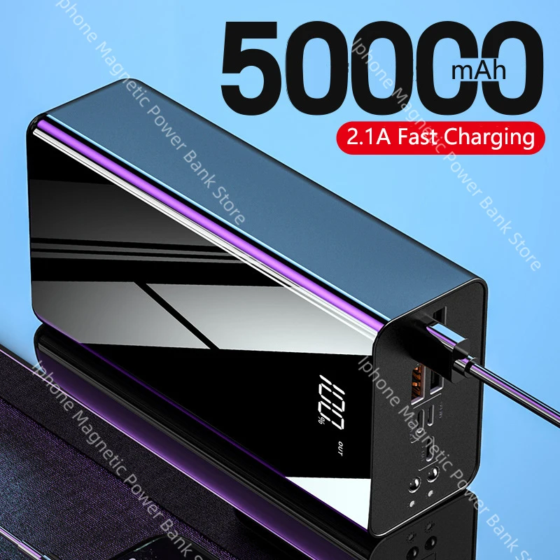 باور بانك بسعة كبيرة 50000 مللي أمبير في الساعة محمول سريع الشحن للهاتف المحمول شاحن بطارية خارجي باور بانك لهاتف Xiaomi IPhone