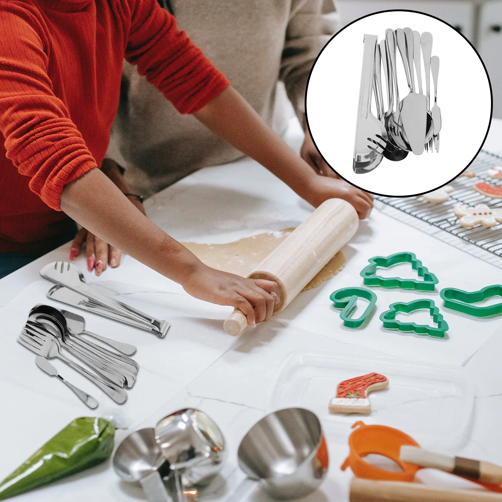 

1 Set Stainless Steel Flatware Set Buffet Dessert Serving Utensils Kit For Home Restaurant Hotel Party Bbq Western Food Cutlery