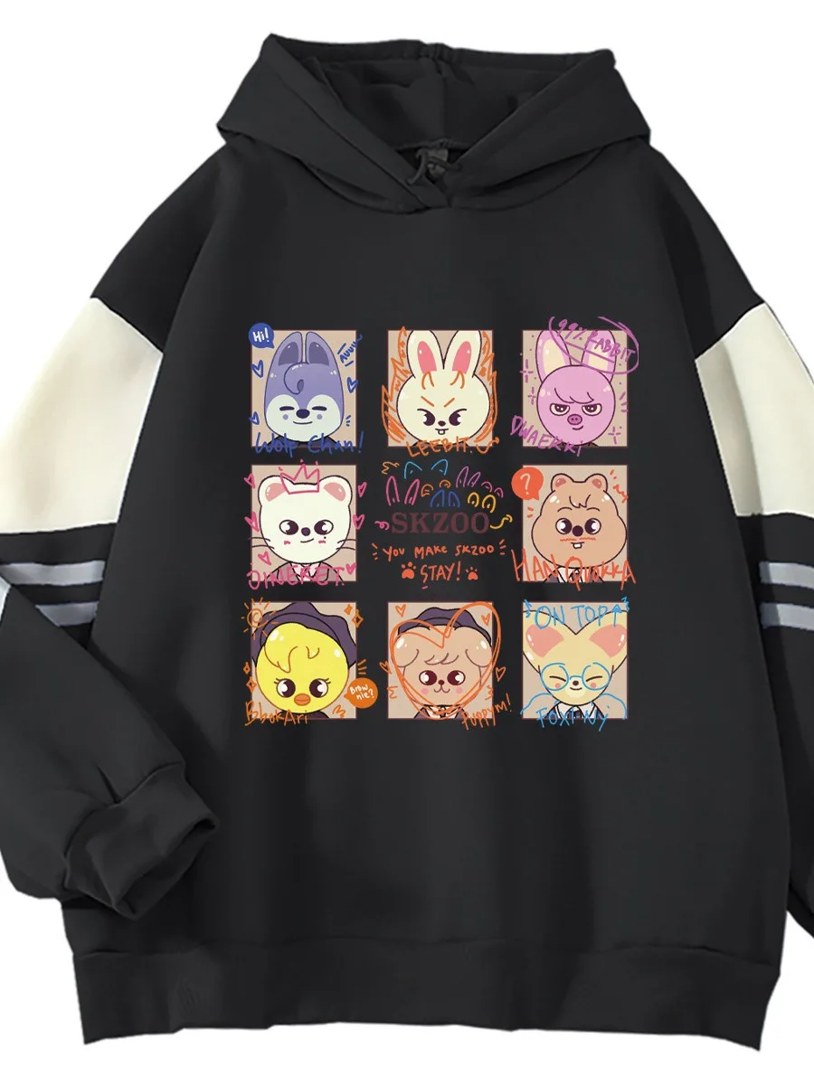 Loose Fit Men's Sweatshirt Casual Long Sleeve Printed Cartoon Animal Autumn Winter Street Style Top Trendy Men's Clothing