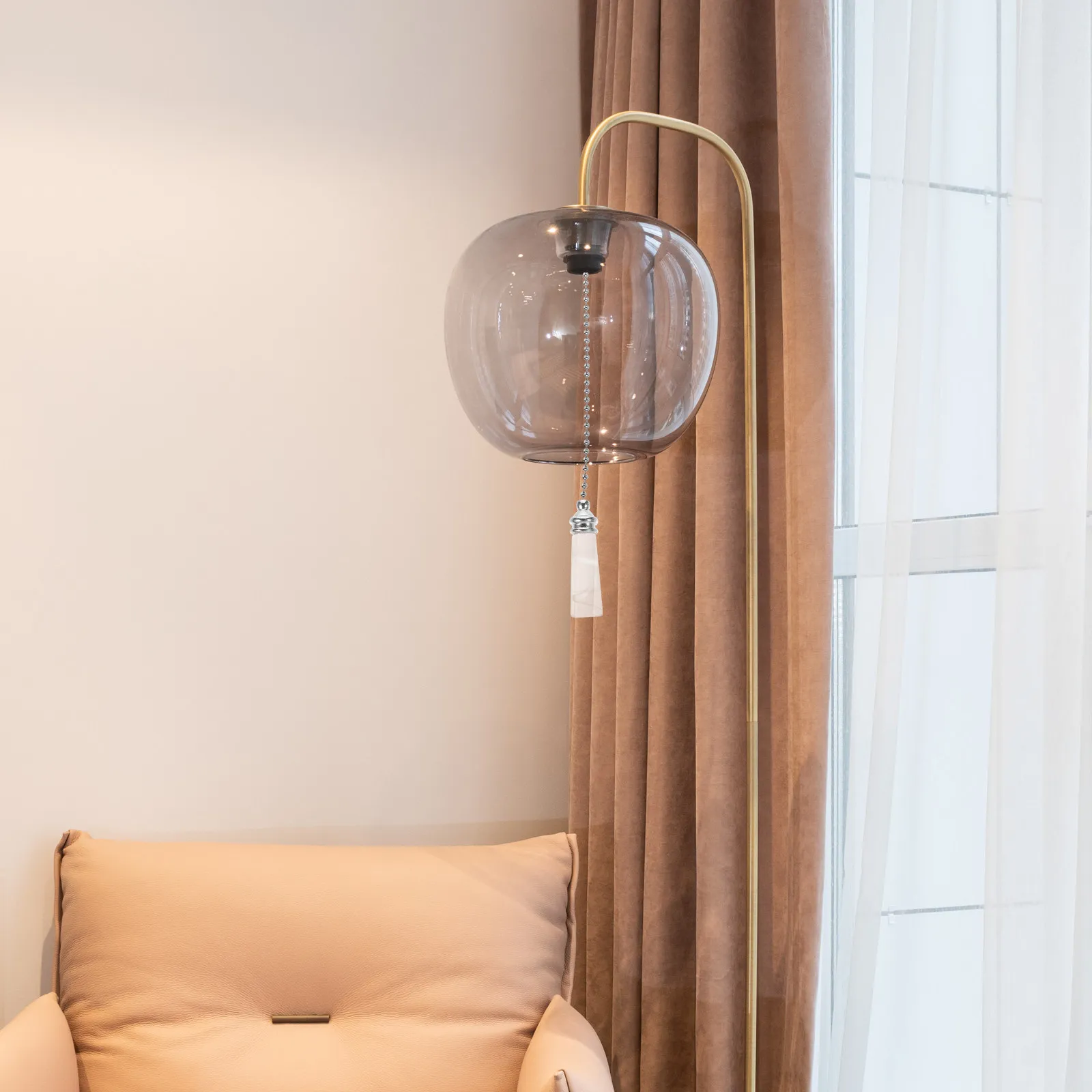 2Pcs Glass Column Pull Chain Extender for Ceiling Light Fan Pull Chain Extension Premium Metal Base Elegant Home Decor Lighting