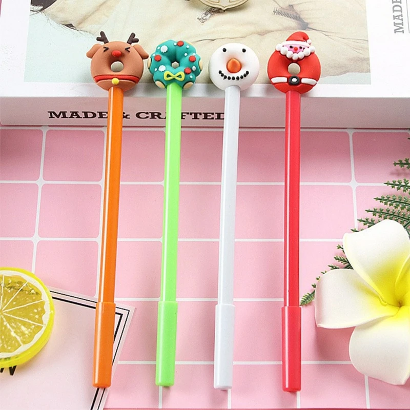 8 Pieces Cartoon Gel Pen Christmas Theme Gel Pen Funny Pen Christmas Stocking Fillers for Student Kid Class Reward H8WD