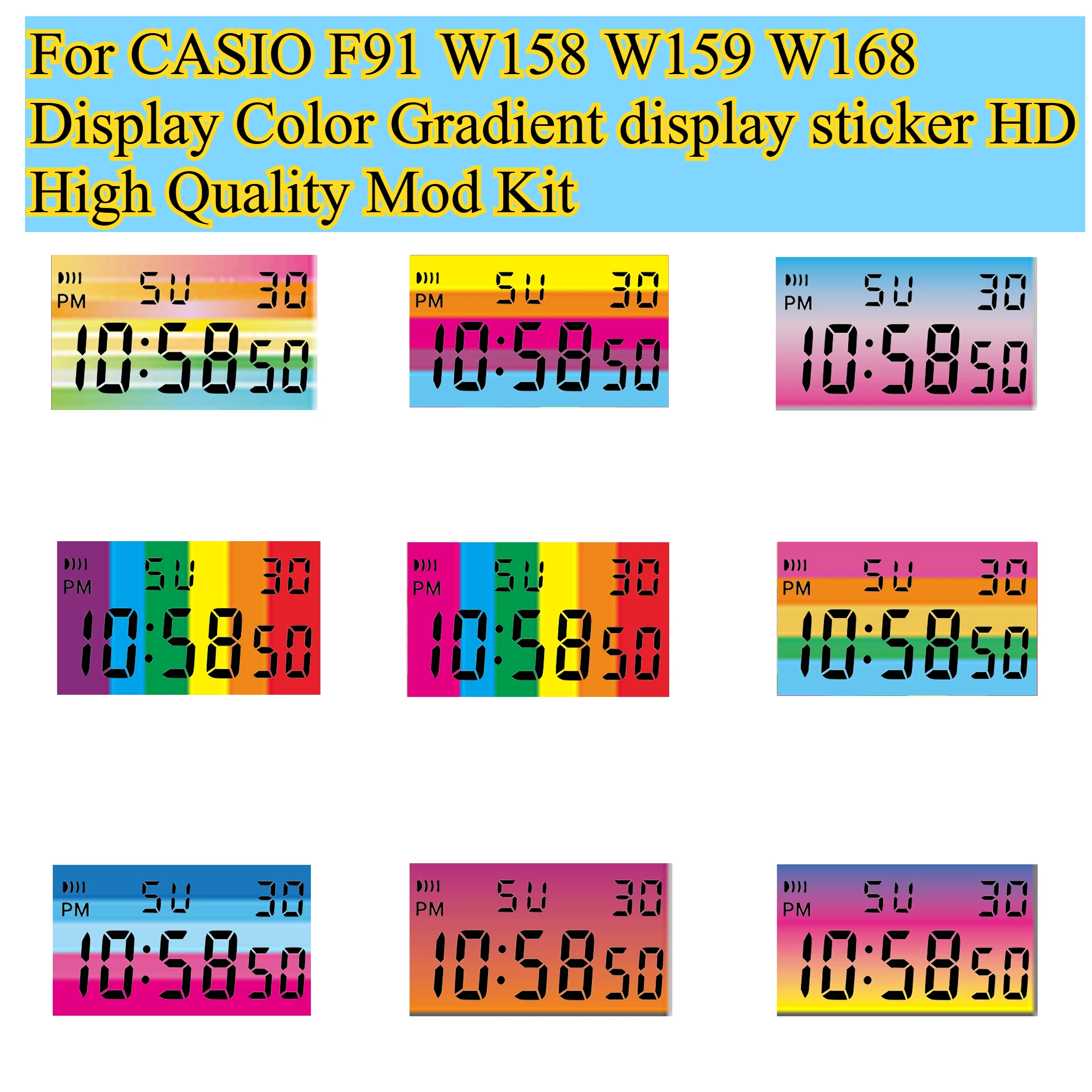 Royale Mod Display Screen Sticker Compatible with Casio F91W W159 W158 W169 Sticker Gradual HD Screen Color-changing Film