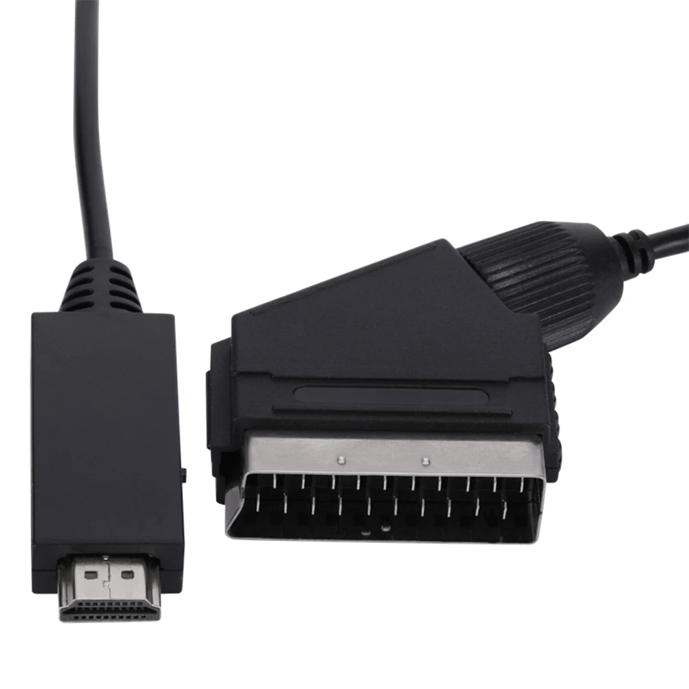 1080P HDMI-compatible To SCART Video Audio Upscale Converter Adapter for HD TV DVD for Sky Box STB Plug and Play DC Cable