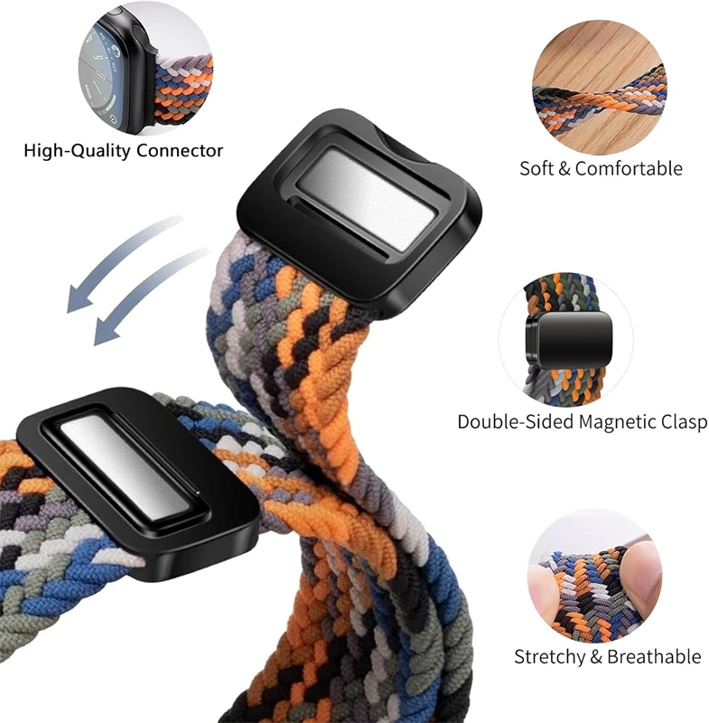 Geflochtenes Armband für Apple Watch Band 44 mm 40 mm 45 mm 41 mm 42 mm 46 mm 49 mm 38 mm Magnetarmband iWatch Serie 10 SE 9 8 7 6 Ultra 2 – Detail 4