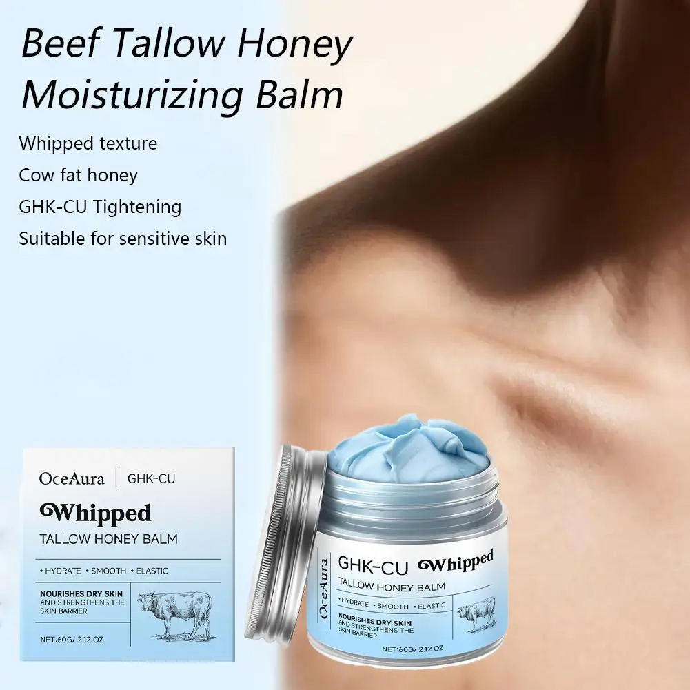 Copper Peptides GHK-Cu Beef Tallow Copper Peptide Face Cream 4% Peptides for Skin Firmness Deep Hydration Daily Facial Mois S1V9