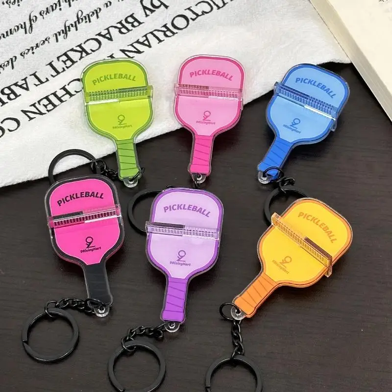 Mini Acrylic Pickleball Paddle Keychains Bright Multicolor Sturdy Key Ring For Pickleball Fans Bag Pendant Decoration