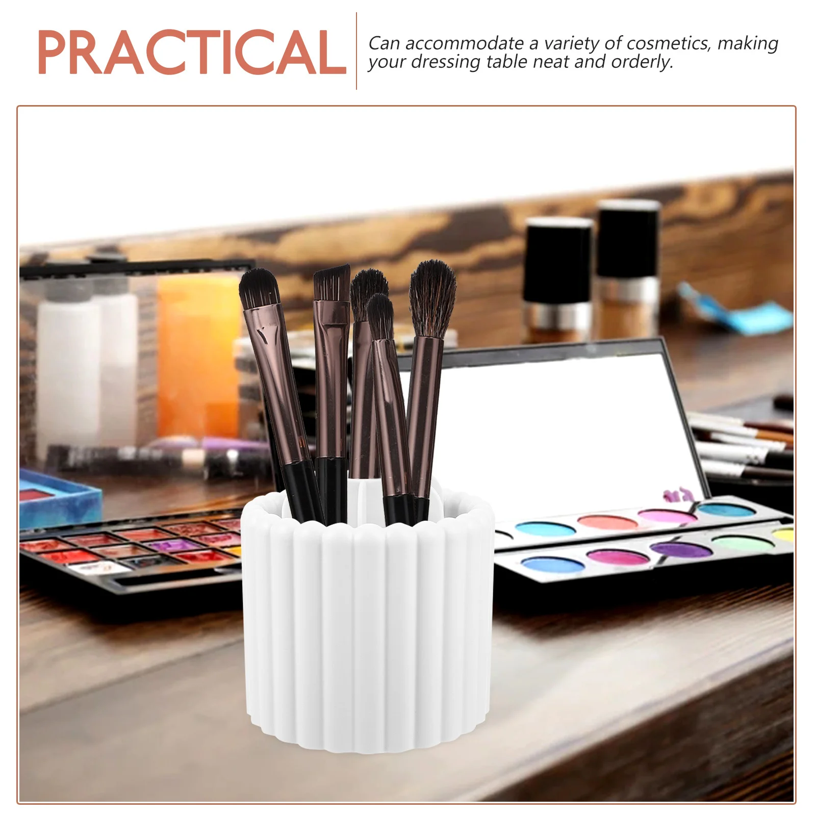 

Rotating Makeup Brush Organizer Holder Vanity Table Storage Desktop Accessory Large Capacity Durable Pp Hips