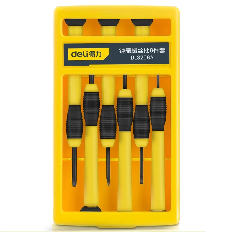 Deli 6 PCS Mini Screwdriver Sets for Mobile Phone Computer Laptop Glasses Watch Multifunctional Electrician Repair Hand Tool Set
