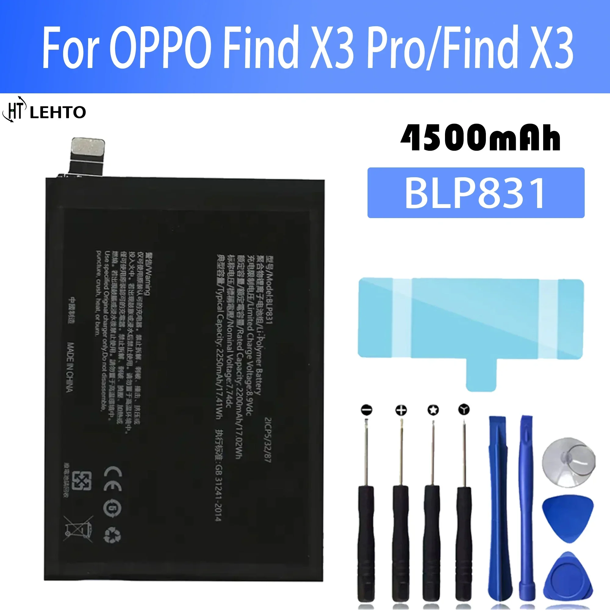 

100% Quality BLP831 4500mAh Phone Replacement Battery For Oppo Find X3 Pro X3Pro CPH2173 PEEM00 Batteries Bateria