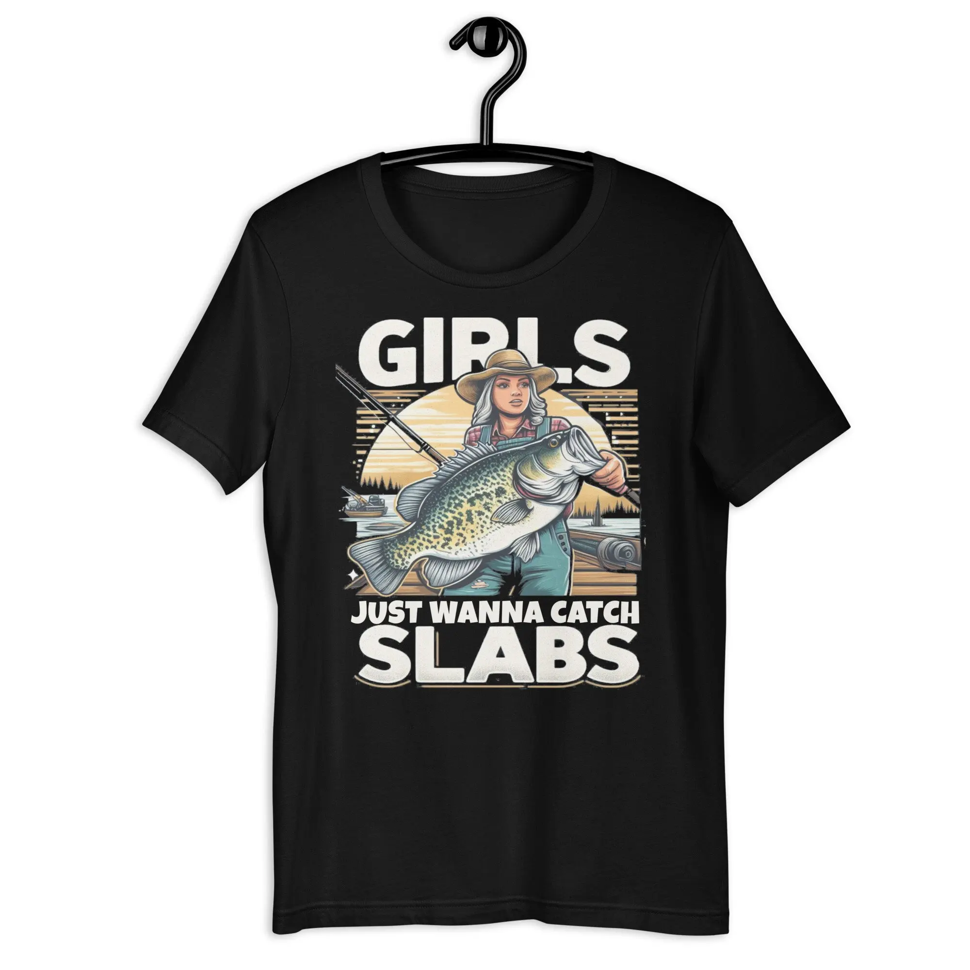 Women's Girls Just Wanna Catch Slabs Crappie Fish Womens Funny Fishing T Shirt