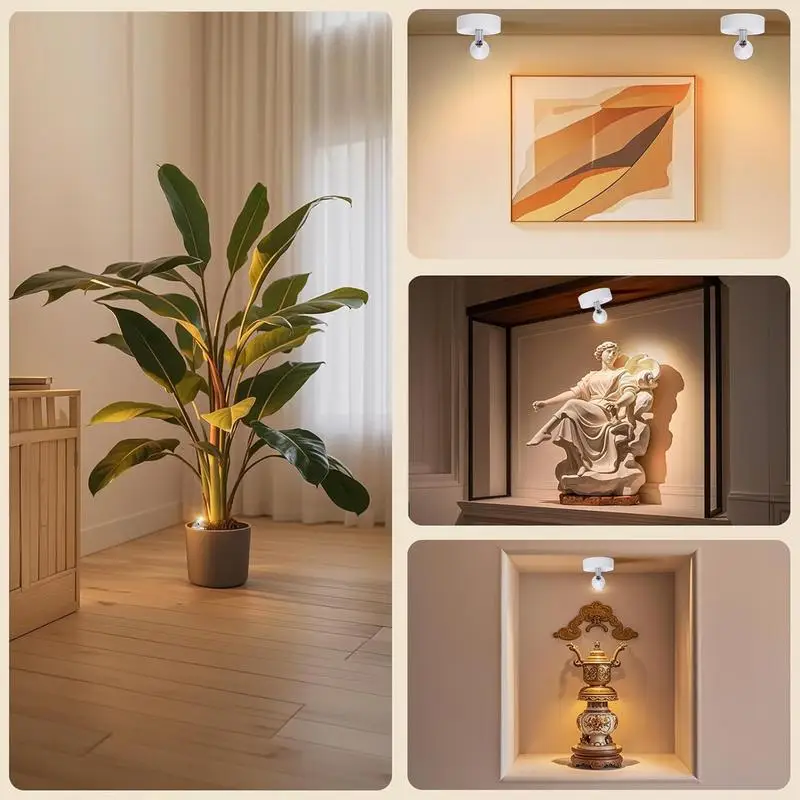 Remote Control Spotlight Rotatable Indoor Uplighting for Art Plants Rechargeable Accent Spotlights Battery Powered Ambient Light