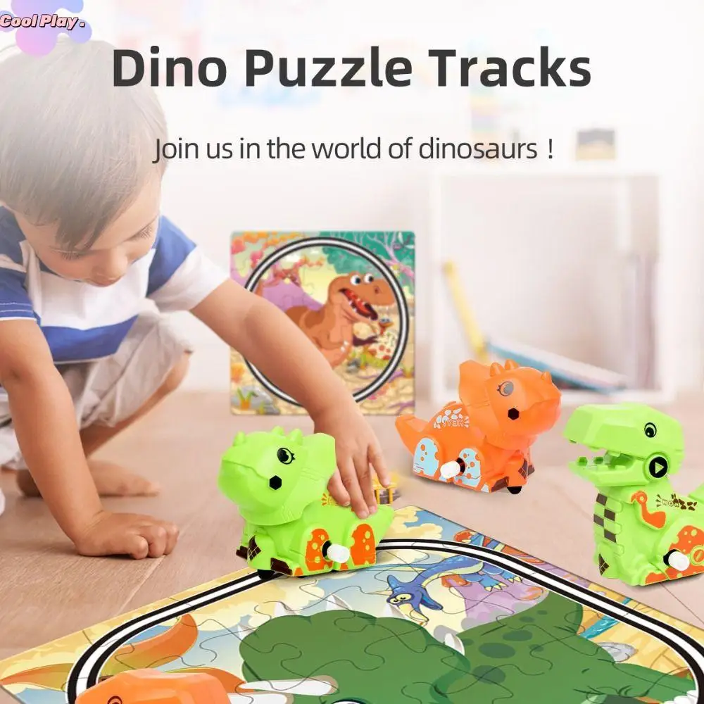 

Plastic Dinosaur Track Car Toys Board Gams Montessori Children Inertia Car 2-in-1 DIY DIY Rail Assembled Puzzle Birthday Gifts
