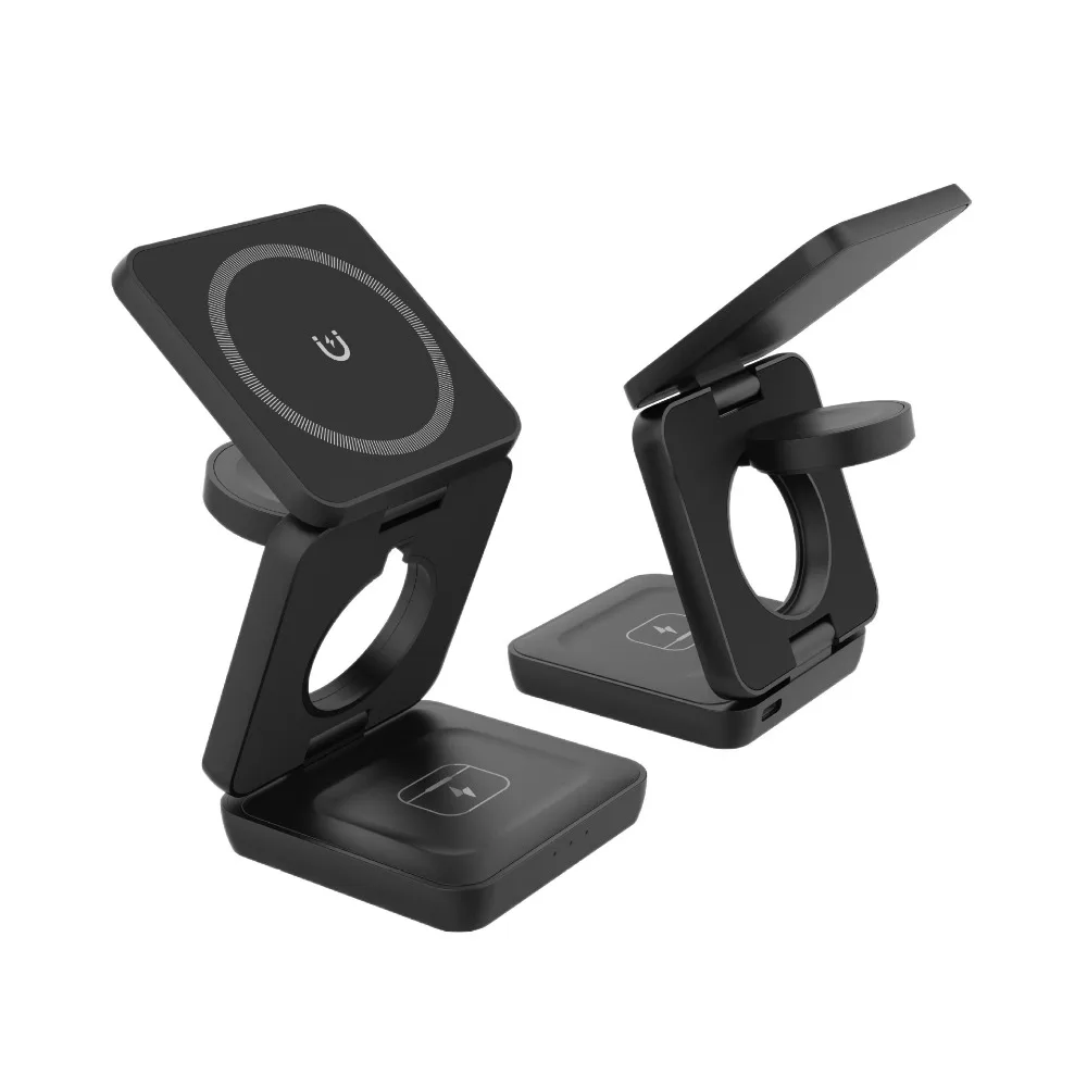 

High Quality Foldable 3 in 1 Wireless Charger Portable Magnetic Fast Charging Station Light Indicator Charging Dock Desktop