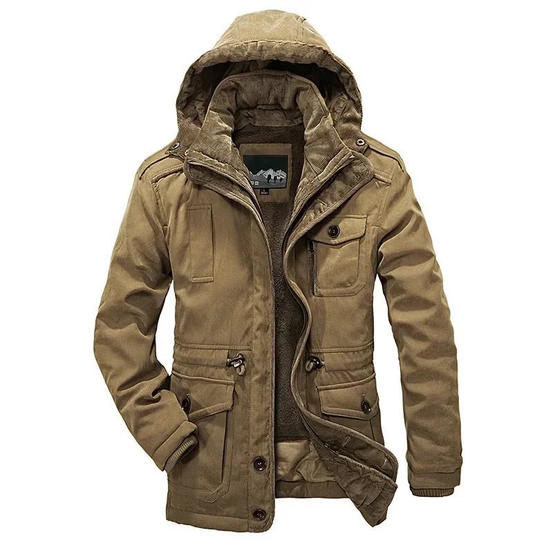 

Cross Border Winter New Men's Coat Thick Middle-aged and Elderly Men's Medium Length Two-piece Cotton Jacket