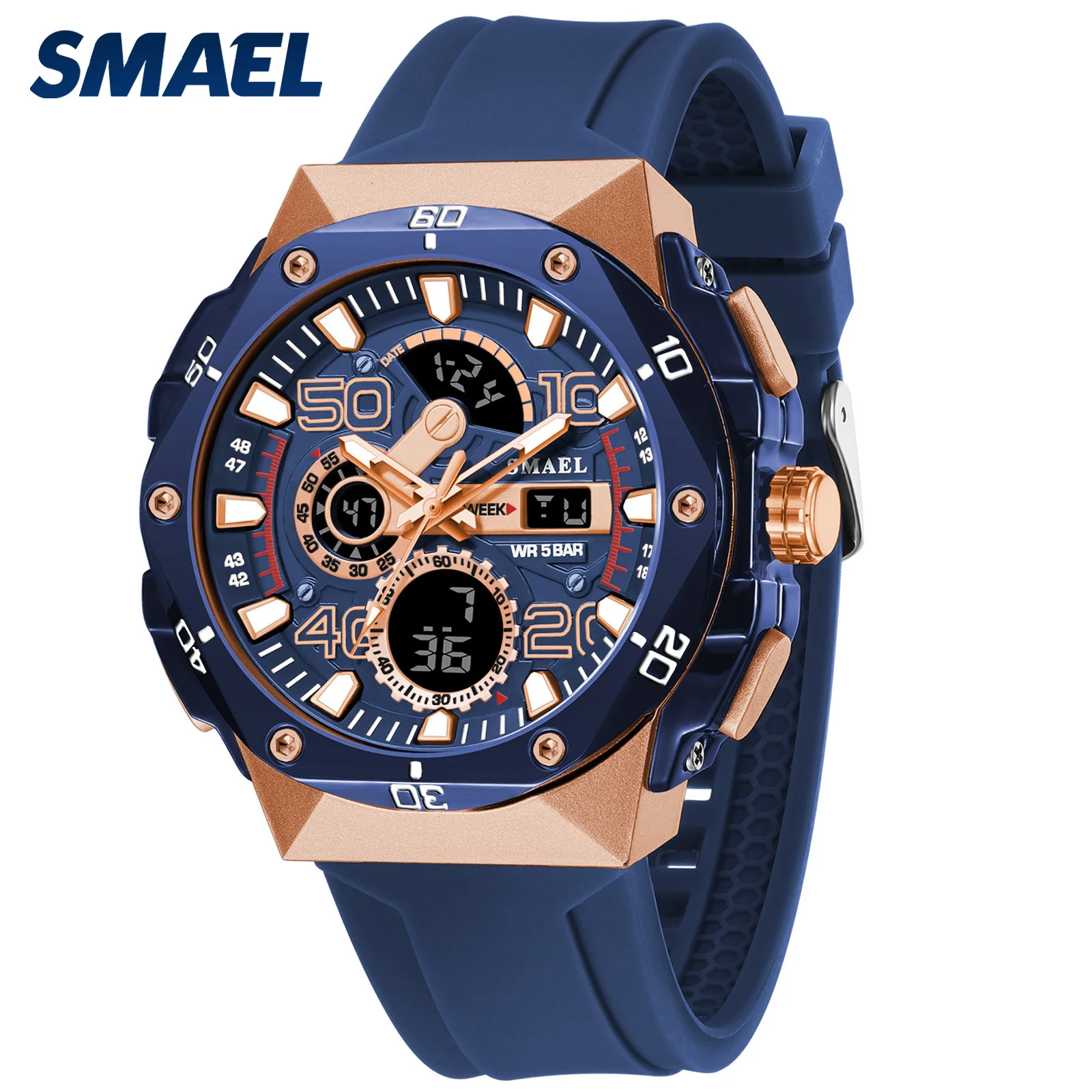 

SMAEL Sports Watches 50m Waterproof Quartz Wristwatch Men Stopwatch Watch Military Army 8113 Digital Watches LED Dual Time Gift