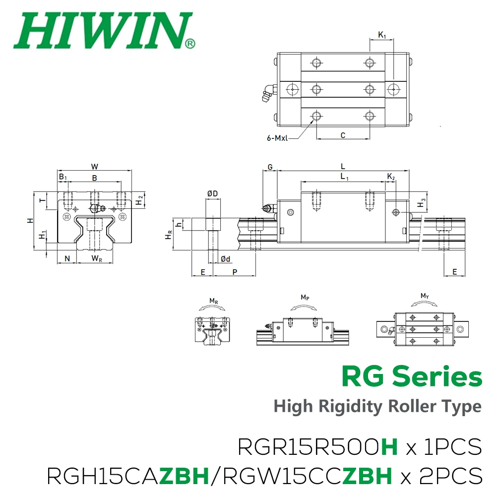 Imagem -06 - Rolo de Alta Rigidez com Sliders Genuine Guideway Linear Rolo de Carga Pesada h Classe Linear Rail Rgh15ca Rgw15cc Rgh15cc