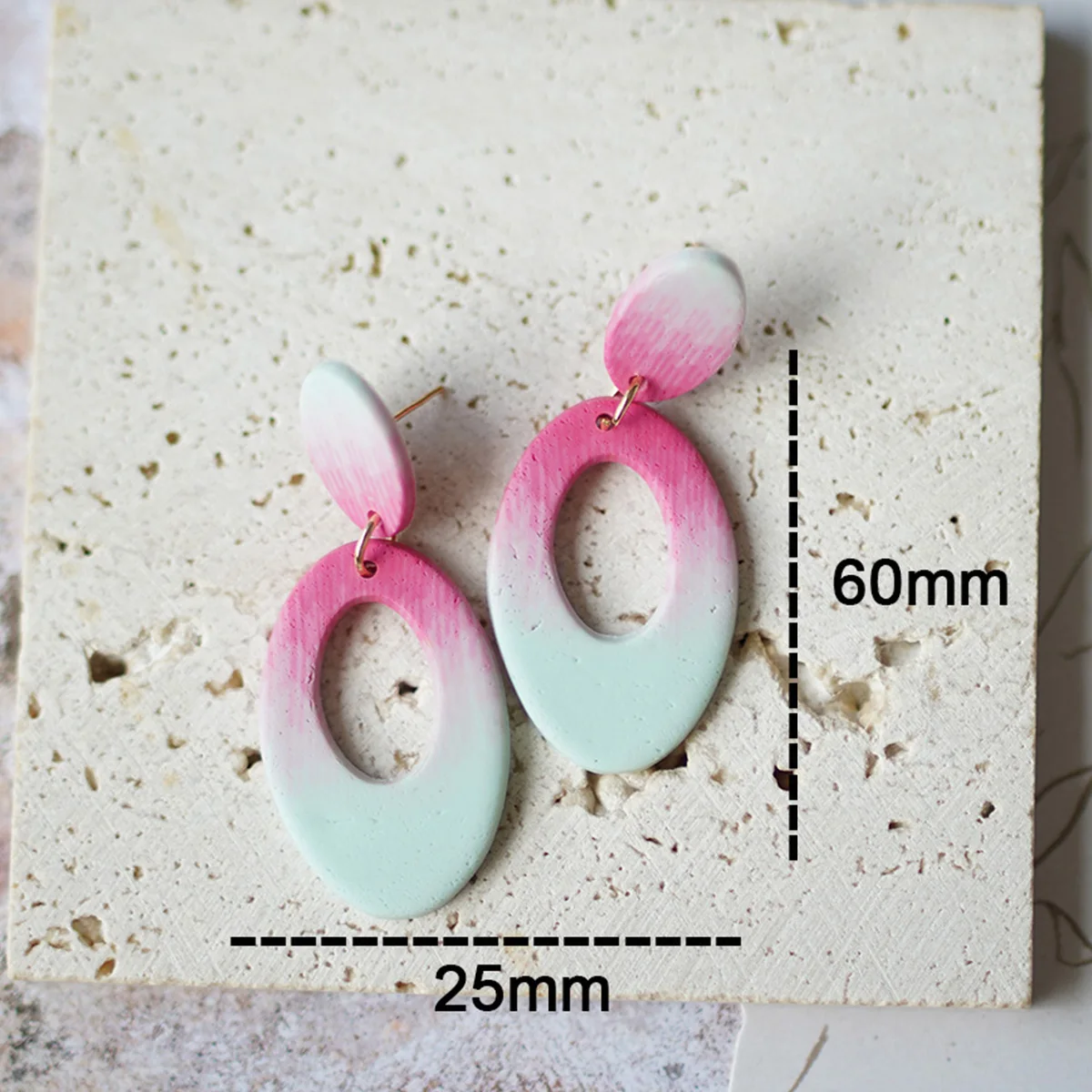 Romatic Marble Polymer Clay Earrings Bright Contrast Colors Cluster Shape Leaf Drop Dangle for Holiday Spring Summer Holiday