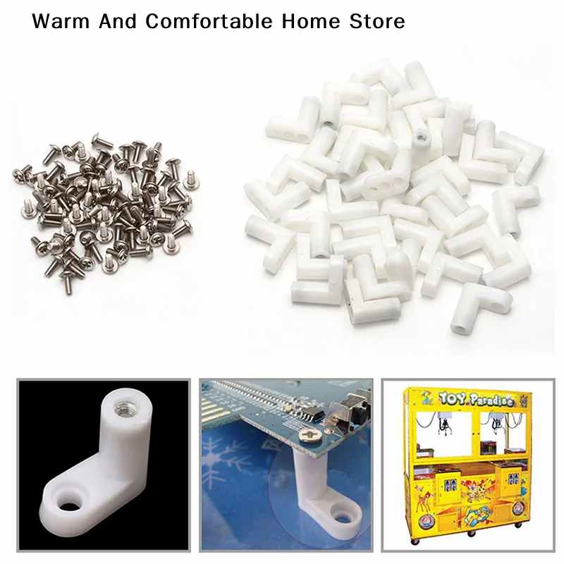 

10pcs L Type Mounting Feet With 10Pcs Screws For Jamma Mame Game PCB Board Raspberry Pi High Quality White Plastic Accessories