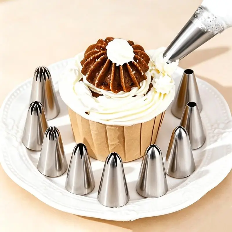 (BF06)25mm Pastry Nozzle Icing Piping Tips Stainless Steel Rose Cream Bakeware Cupcake Cream Cake Cookie Decorating