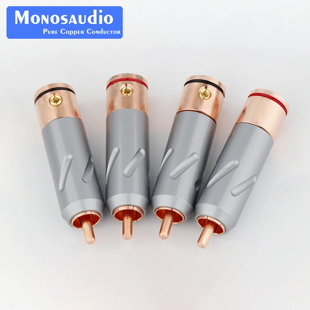 Monosaudio RCA-Stecker aus reinem Kupfer, vergoldet/rhodiniert, RCA-Stecker, Lautsprecherklemme für Audio-Lautsprecher-Signalkabel – Detail 12