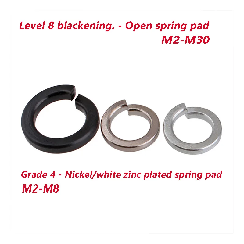 GB93 8 High Strength Carbon 4 grade nickel/white zinc plating Spring Split Lock Washer Elastic Gasket M2 M2.5 M3 M4 M5 M6-M30