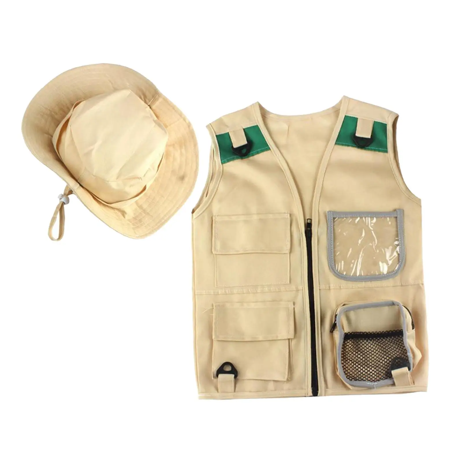 Safari Kinder Outdoor Explorer Kit, Fracht Weste und Hut Set, Hinterhof Natur Abenteuer, waschbar Kostüm für Jungen und Mädchen