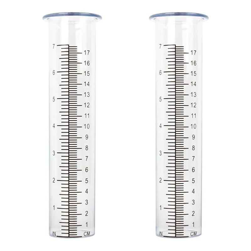 2Pcs Plastic Rain Gauge Replacement Tube With 7 Inch Capacity Rain Water Gauge For Garden Yard Outdoor Durable