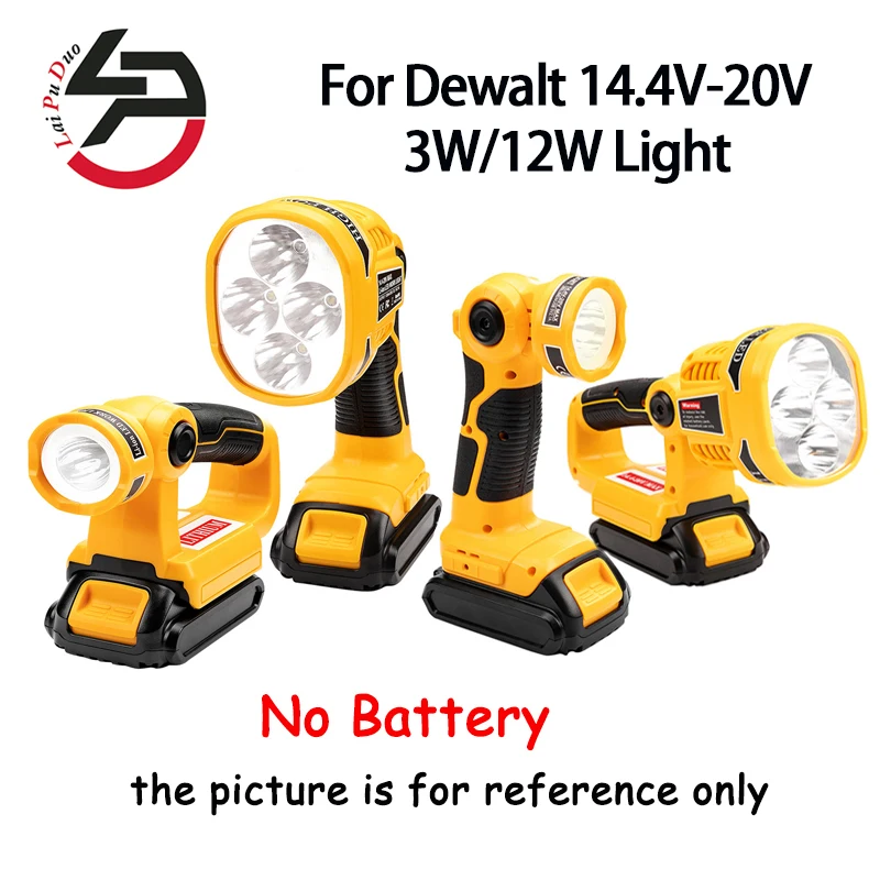 

Replace for Dewalt Indoor and Outdoor 3W/12W Pistol Tool Light Used for Dewalt 14.4V-20V Li-ion Battery DCB200/DCB201/DCB182