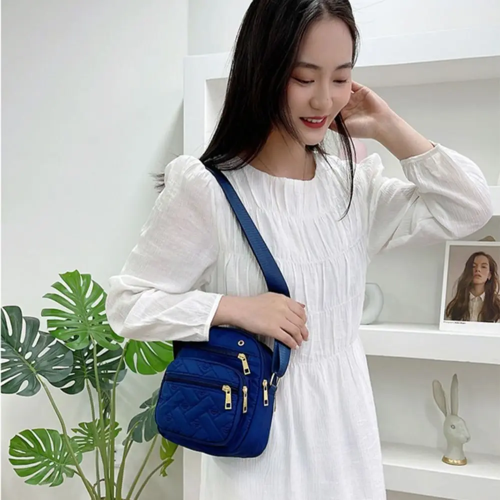 

Простая четырехслойная сумка через плечо на молнии, пятислойная нейлоновая сумка на плечо, однотонная маленькая сумка для телефона в корейском стиле для девочек