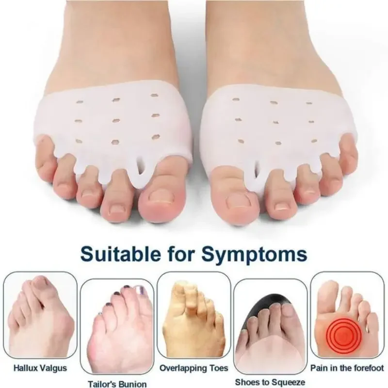 Gel Toe Separators 1Piece Hallux Valgus Foot Care Tools Overlapping Forefoot Cushioning Five-hole Foot Care Pedicure