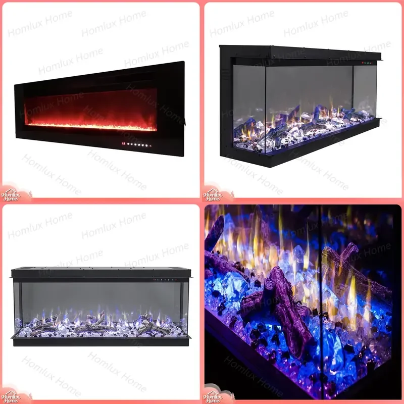 Modern Fireplace Heater Freestanding Suspension Style Remote Control Indoor Heating Appliance Steel Frame Easy
