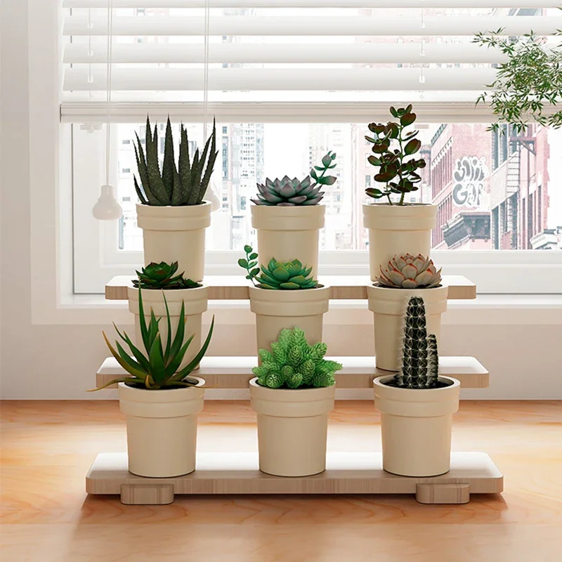 رفوف النباتات الخشبية الحديثة سلم زهرة الجرف شرفة سطح المكتب رفوف النباتات ديكور داخلي الأثاث Supporto Per Piante FYPS