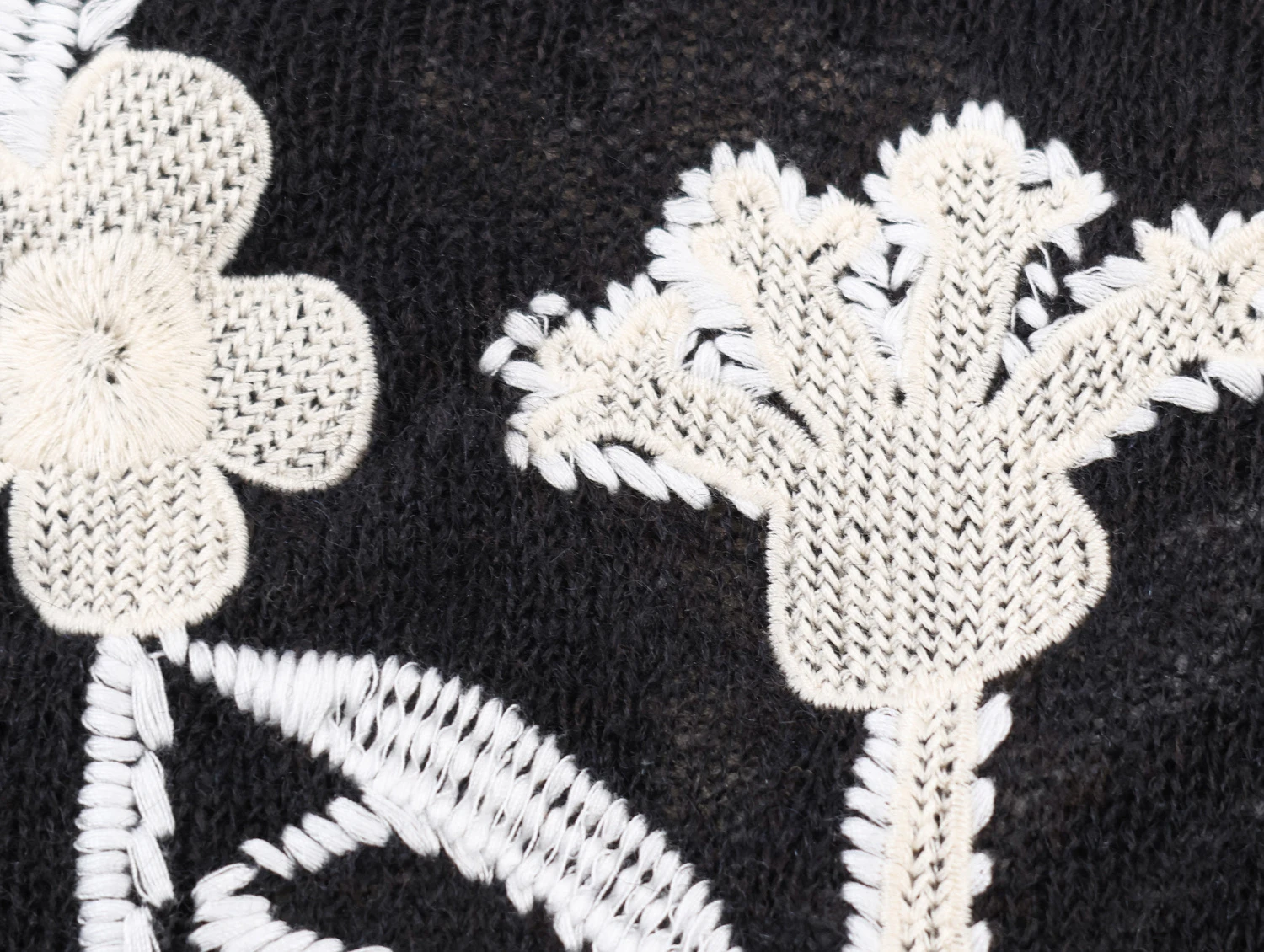 DEEABAE Flower embroidery round neck long sleeved contrasting short knitted jacket for spring women's cardigan