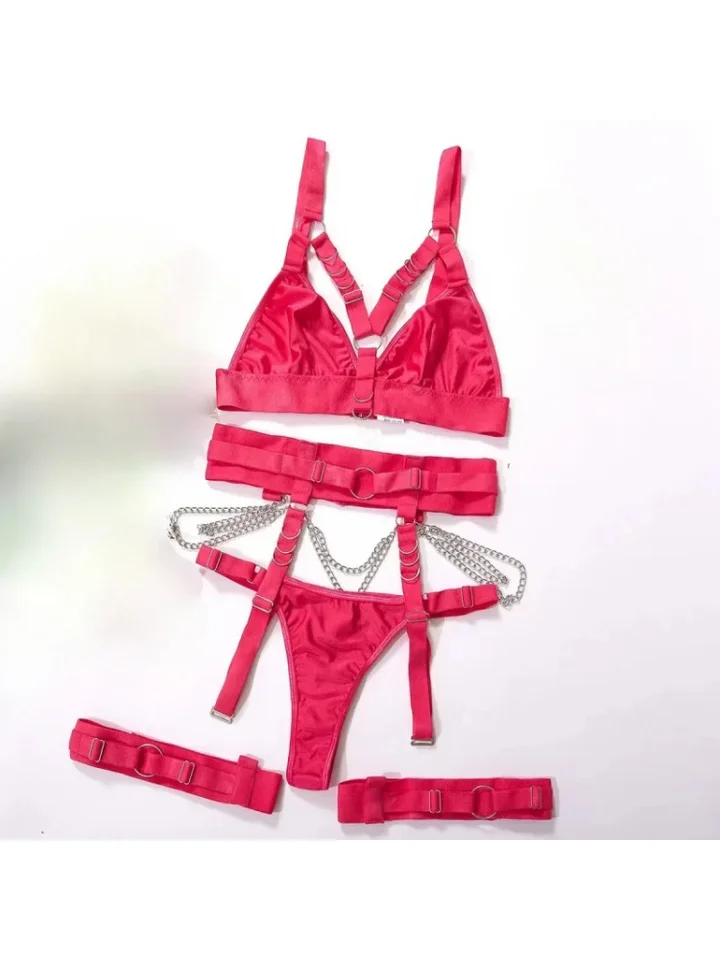 Biquíni moda sexy ligação cintura selo perna círculo ajustável sexy roupa interior de três peças terno feminino