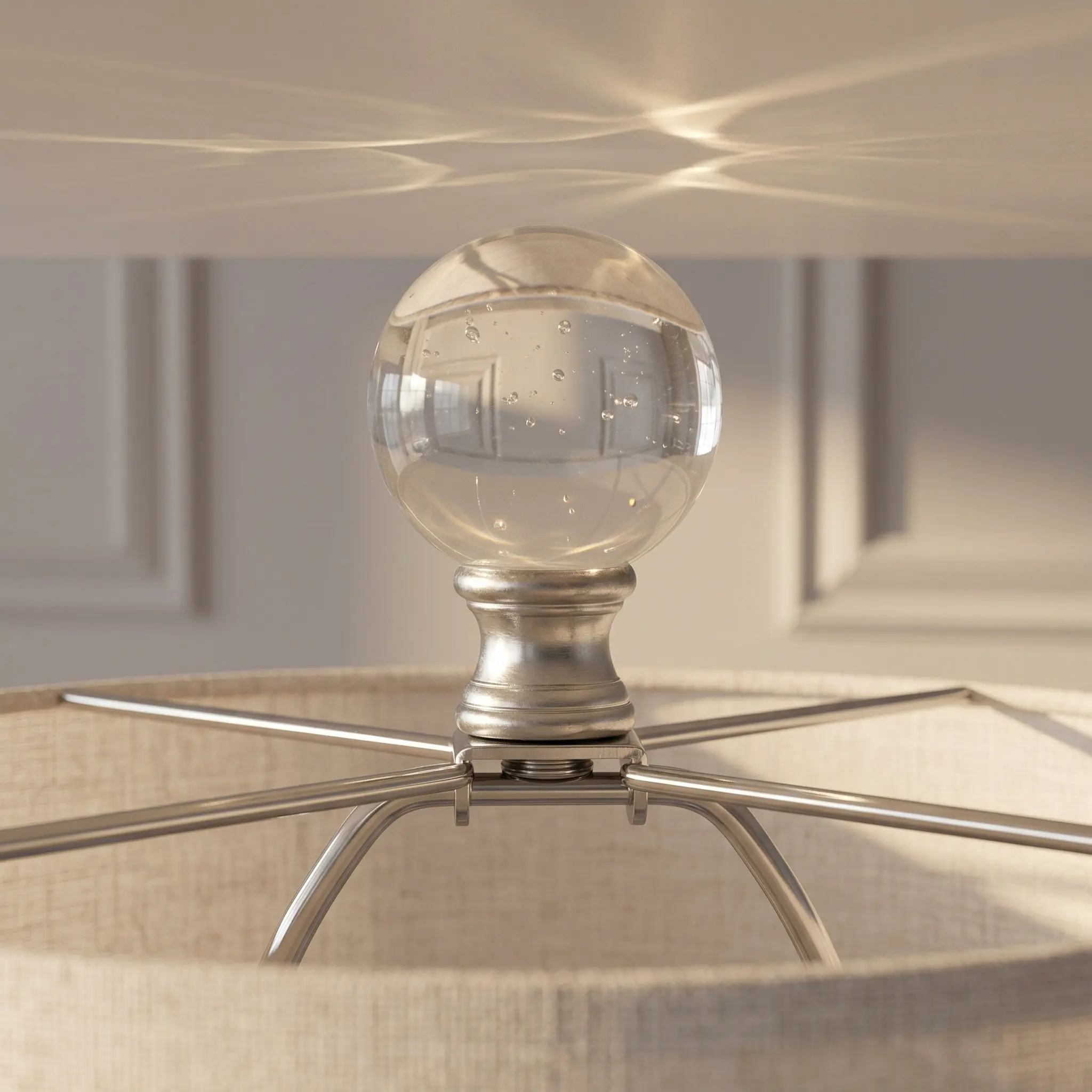 Handblown Clear Glass Lamp Shade Finial Cap Elegant Decorative Light Accessory for Table Floor Ceiling Lamps Secure Threaded Fit