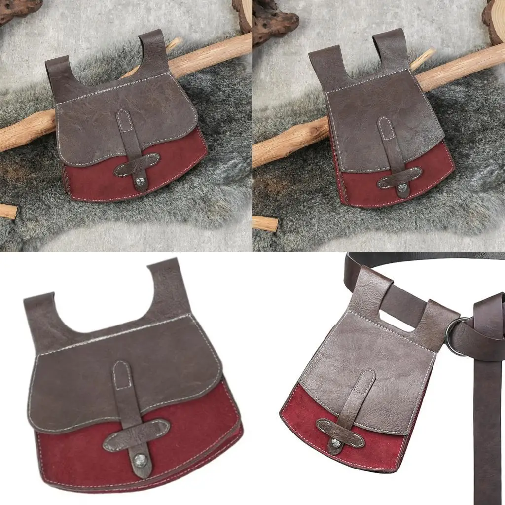 

R1WE Retro Medieval Faux Leather Belt Purse Middle Ages Portable Coin Purses