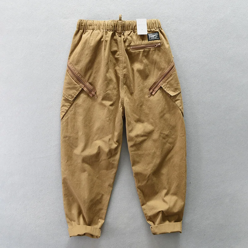 Japanese Streetwear Cargo Big Pockets Joggers Pants Men Harajuku Harem Trousers Straight Wide Loose Casual Male Workpants Cotton