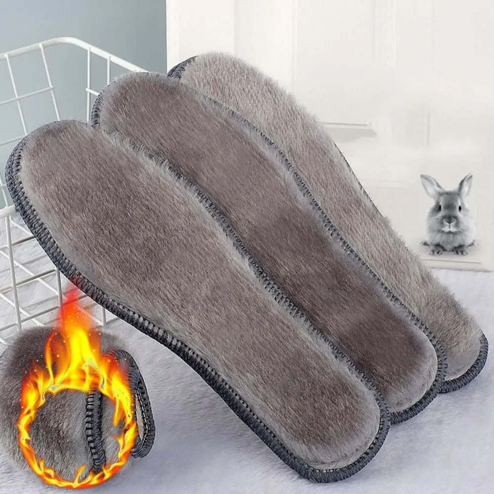 3 Pairs Thermostatic Self Heating Insoles Soft Faux Rabbit Fur Thermal Insole Deodorant Breathable Plush Insoles Men Women