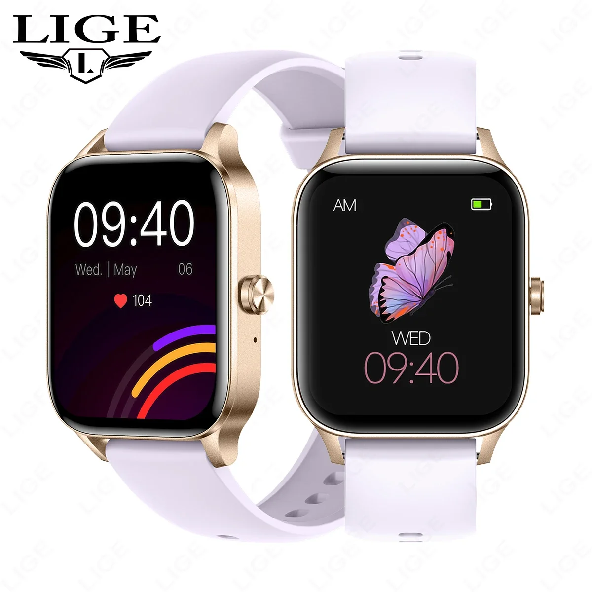 

LIGE Fashion Smart Watch Women 1.85" HD Screen Custom Watch Face Women's Health Monitor Watch Bluetooth Call Sports Smartwatches