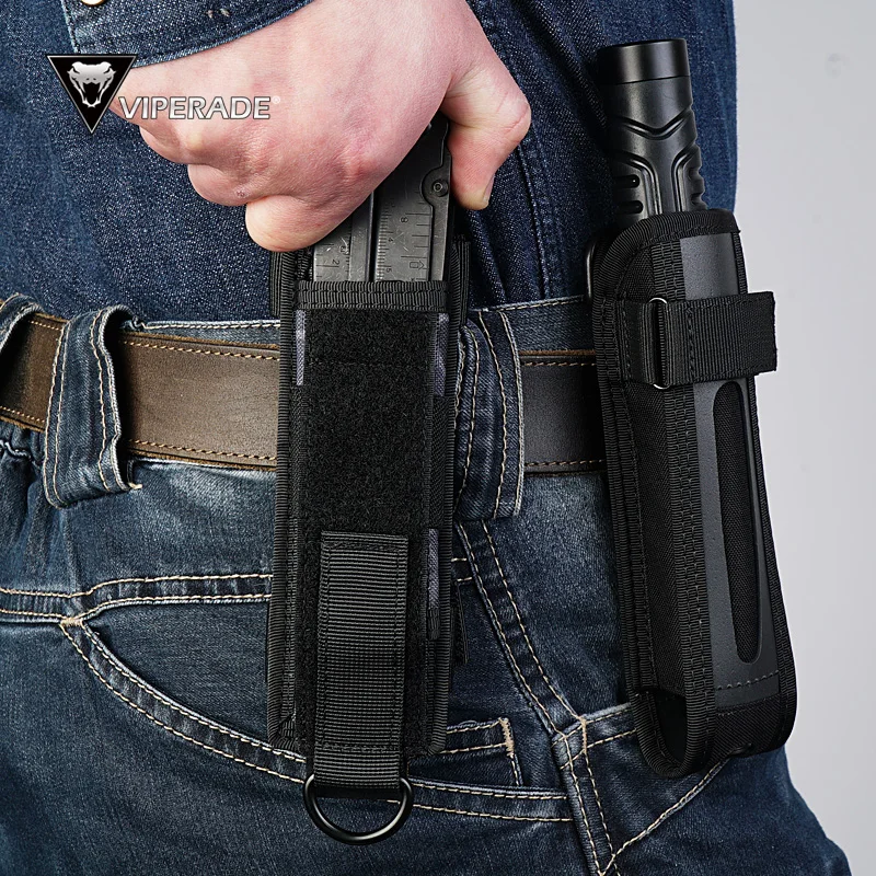 

VIPERADE Flashlight Holster, 500D Nylon MOLLE Pouch - Universal Tactical Torch Carry Case for Hunting, Hiking, EDC & Professiona