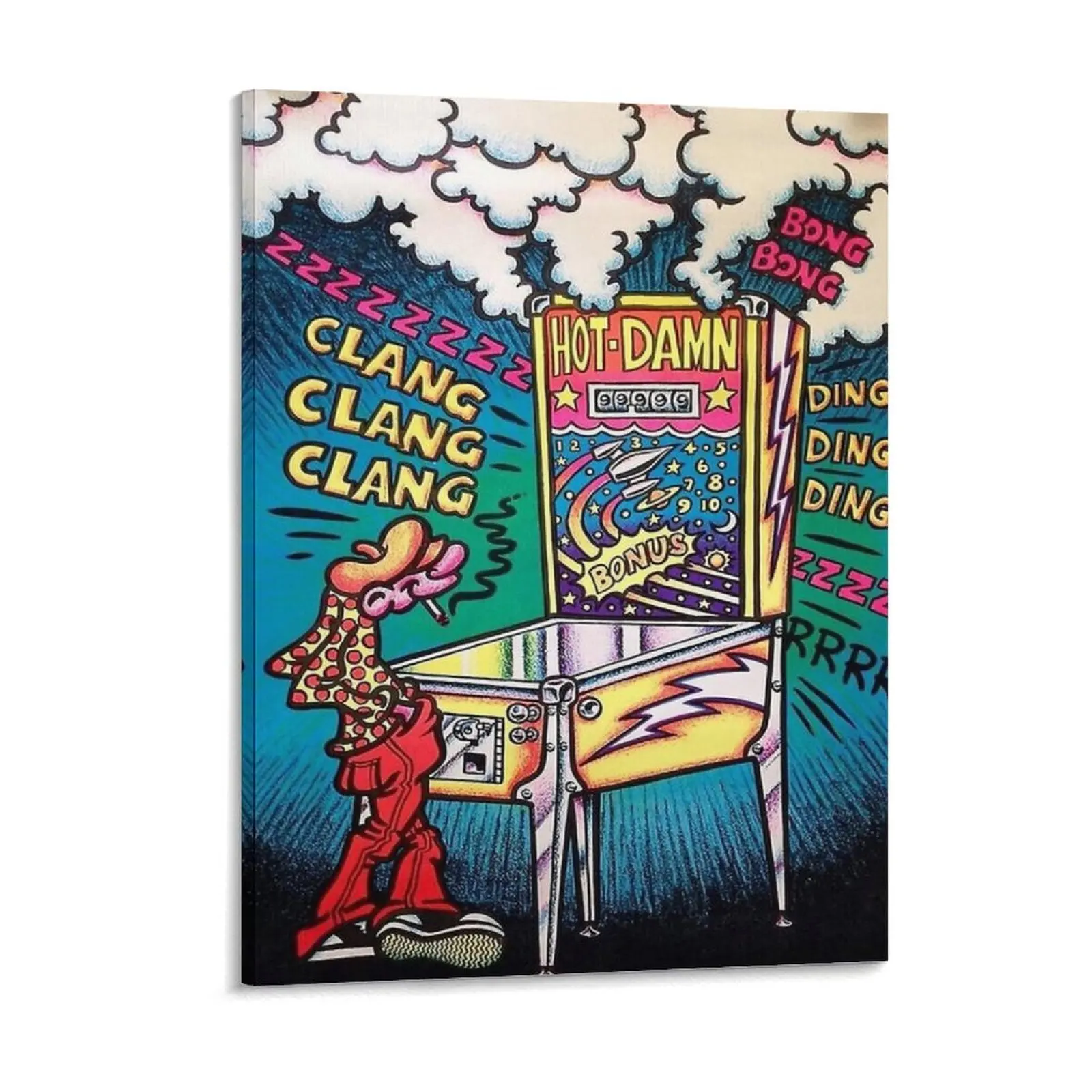 Pinball Maniac Canvas Painting Funny Customize Pub Plates Character Garage Framed Wall Paintings