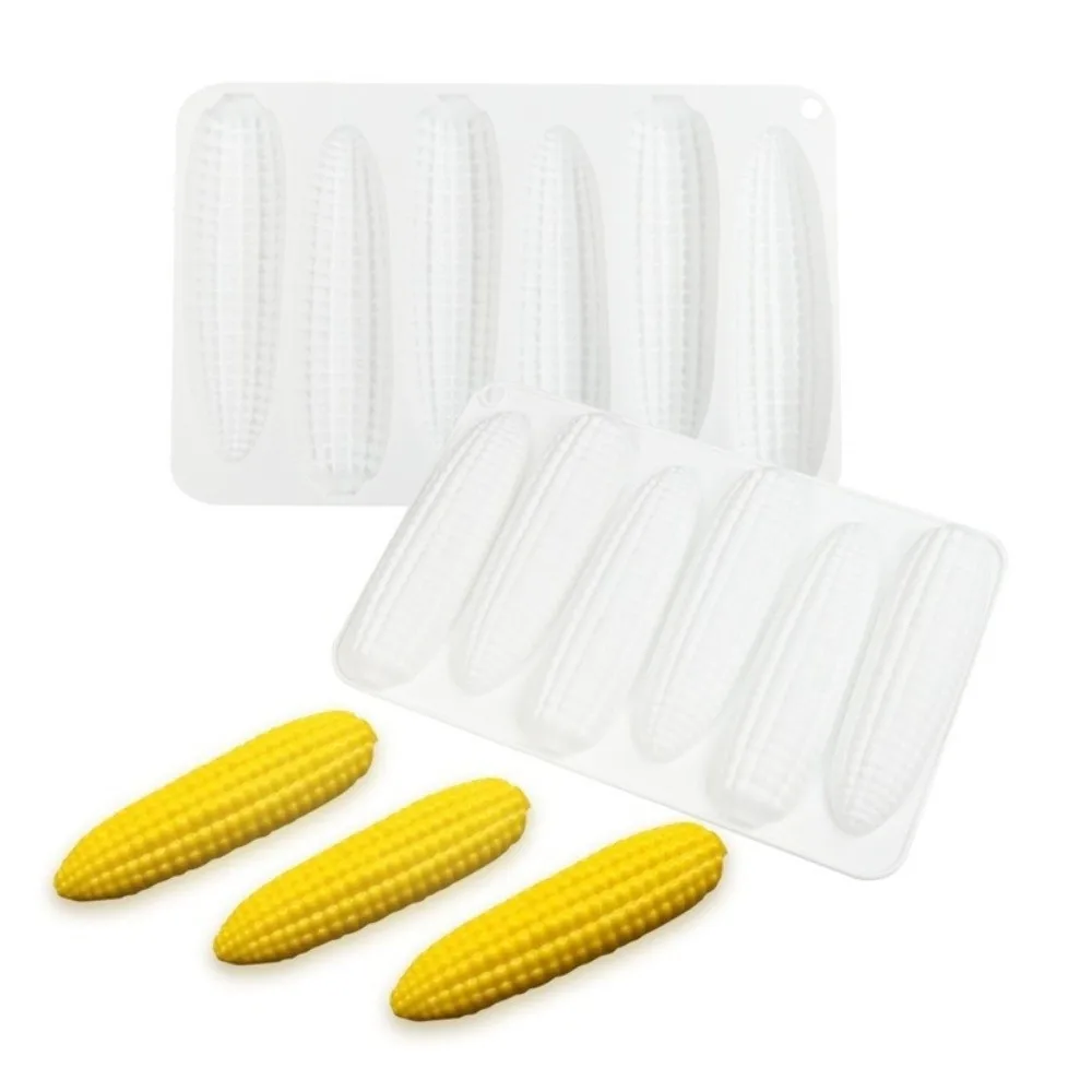 6-Cell Corn Silicone Molds 3D Simulated Design Food Grade Silicone Mousse Cake Mould Reusable Flexible Corn Baking Molds